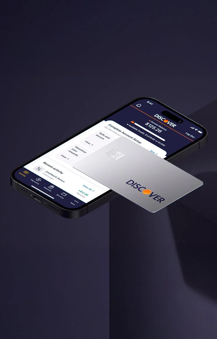 Discover mobile banking app and credit card
