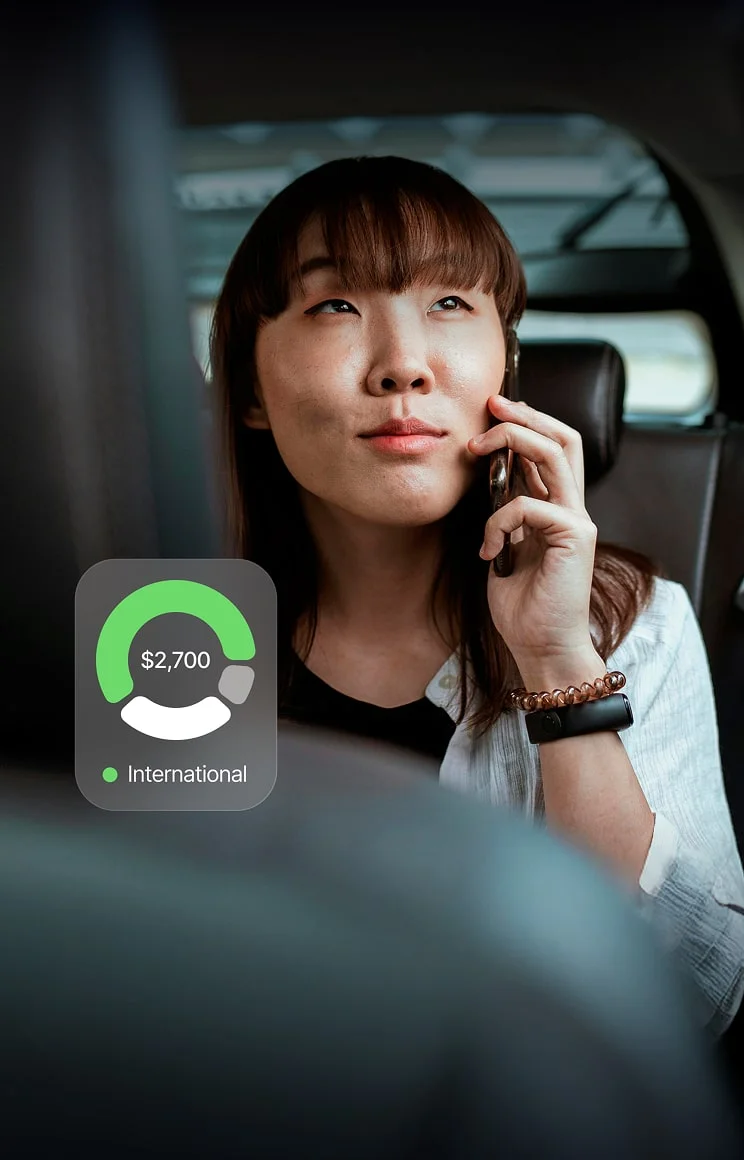 Tipalti artwork combining a portrait with an international payment graphic
